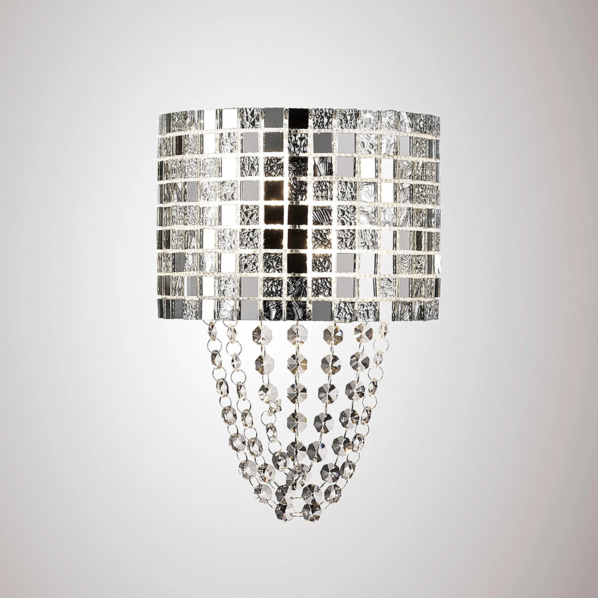 Camden Polished Chrome Crystal Wall Lights Diyas Flush Crystal Wall Lights